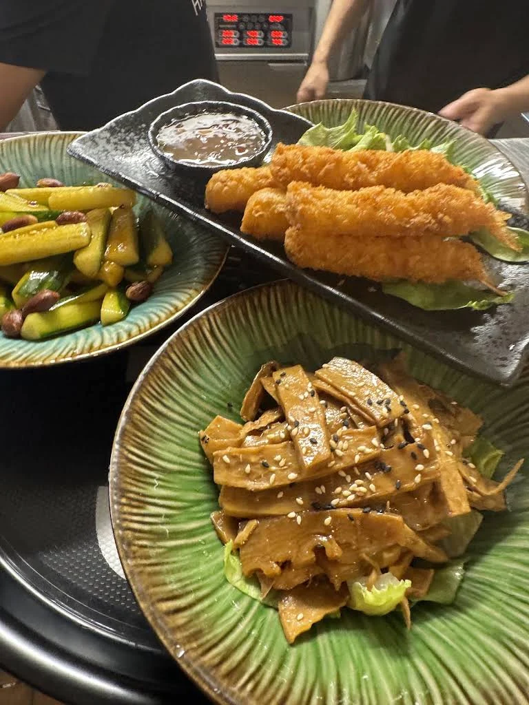 Starters at Hana Ramen: bamboo shoots, cucumber and crispy sticks
